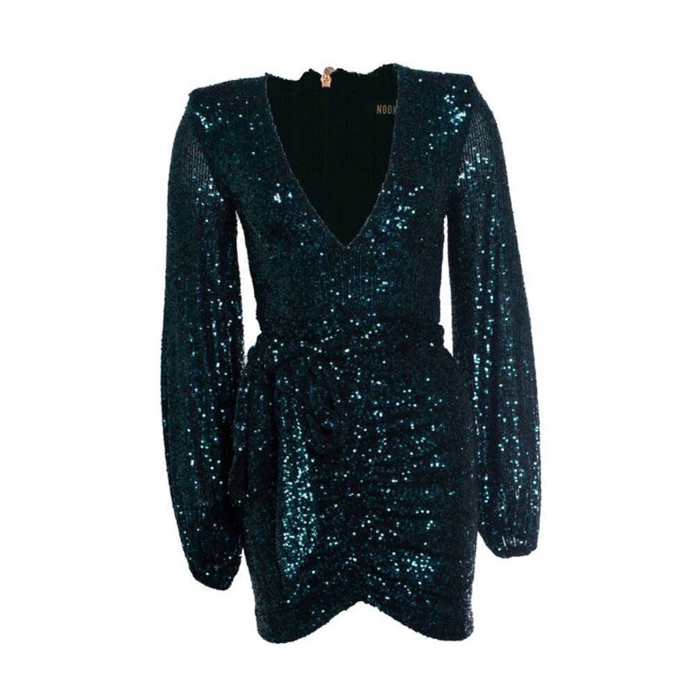 Nookie, green sequinned wrap dress